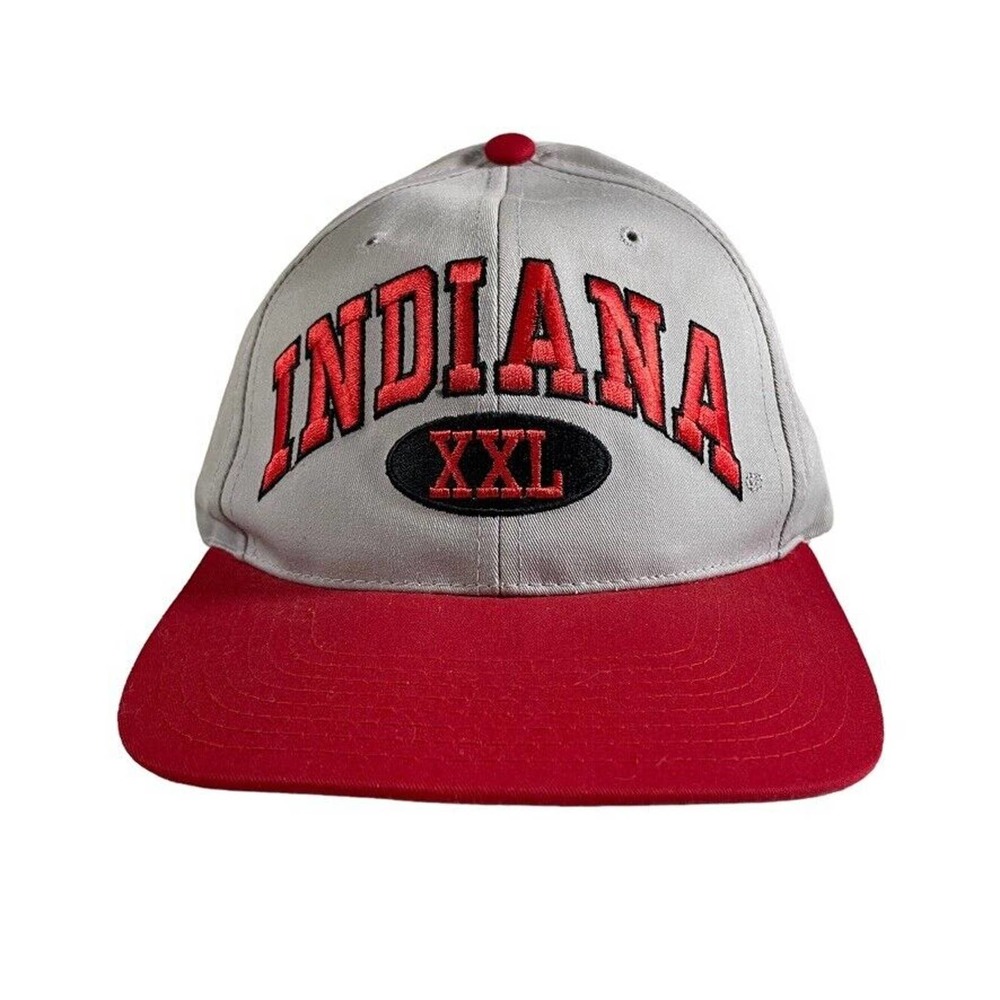 Indiana University IU Hoosiers vintage 90s snapback hat grey red